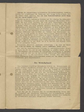 Der Wirtschaftsteil