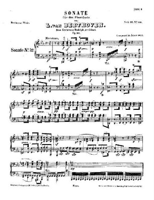 Beethoven's Werke. 155 = Serie 16: Sonaten für das Pianoforte, Dritter Band, Sonate : op. 111