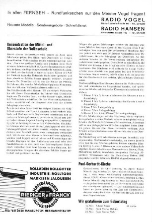 Konzentration der Mittel- und Oberstufe der Volksschule