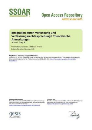 Integration durch Verfassung und Verfassungsrechtssprechung? Theoretische Anmerkungen