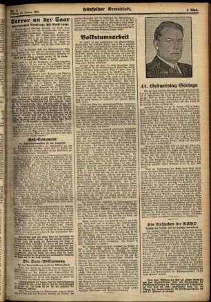 Zweite Ausgabe vom Freitag, den 12. Januar 1934.