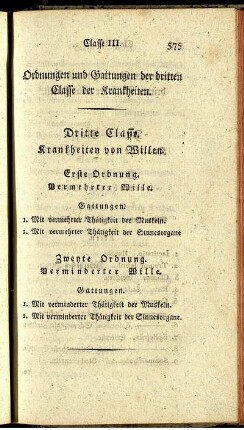 Dritte Classe. Krankheiten von Willen.