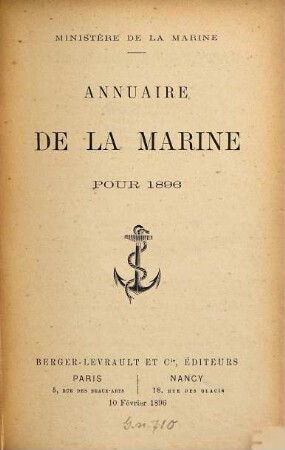Annuaire de la Marine : pour ... ; réserve. 1896