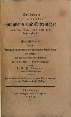 Denkworte der christlichen Glaubens- und Sittenlehre