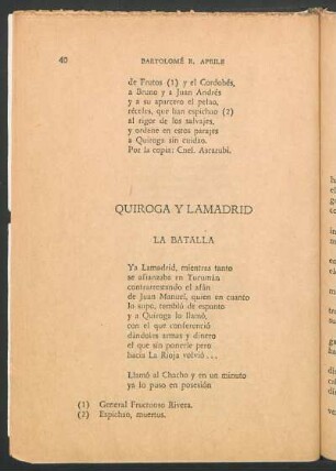 Quiroga y Lamadrid : La batalla