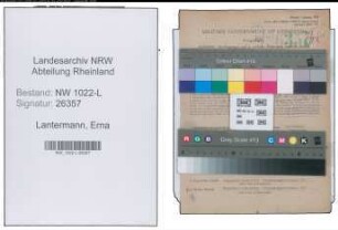 Entnazifizierung Erna Lantermann , geb. 10.08.1896 (Kauffrau)