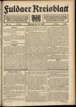 Ausgabe vom Dienstag, den 30. April 1912.