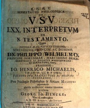 Diss. philol. de usu LXX. interpretum in N. T.