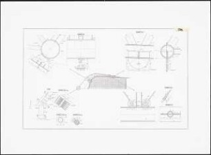 Architektonisches Ausstellungskonzept für die ILA 1998 in Schönefeld. Konstruktion einer Flugzeugwartungshalle Schinkelwettbewerb 1997: Details: Schnitte der Dachkonstruktion