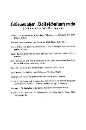 Inhalt : Lebensnaher Volksschulunterricht - (Lehrpraktische Beilagen)