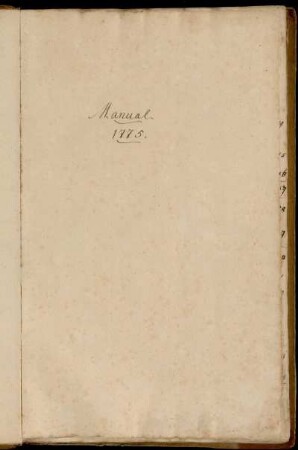 Manual. 1775., Göttingen, 1775 : Manual 1775