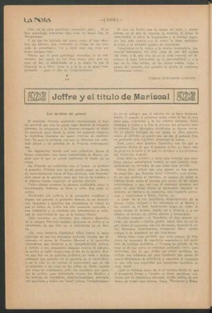 Joffre y el título de mariscal