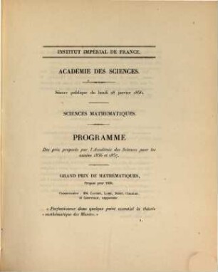 Académie des Sciences. Séance publique du lundi 28 janvier 1856