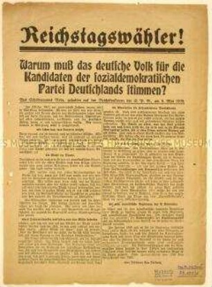 Sozialdemokratische Propagandaschrift zur Reichstagswahl 1920