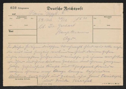 Brief von Hans Christoph Kaergel und Trude Kaergel an Gerhart Hauptmann