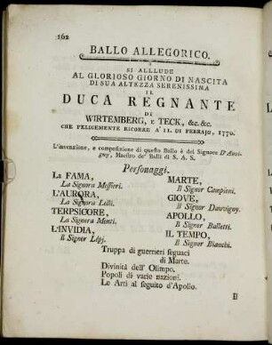 Ballo allegorico./Ballet allegorique.