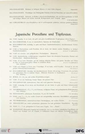 Japanische Porzellane und Töpfereien (Nr. 304-364)