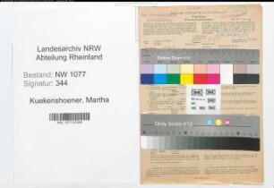 Entnazifizierung Martha Kuekenshoener , geb. 19.11.1901 ()