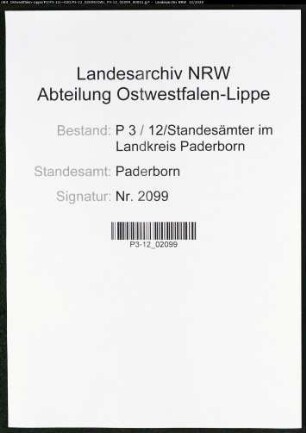 Sterberegister Standesamt Paderborn