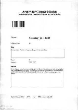 Verschiedene Veröffentlichungen (Abzüge, Massenschriftgut)