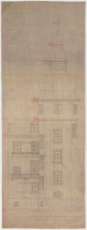 Thiersch, Friedrich von; Bad Berleburg (Nordrhein-Westfalen); Schloss, Umbau - Turm (Ansicht)