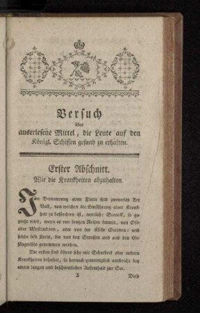 Erster Abschnitt. Wie die Krankheiten abzuhalten.