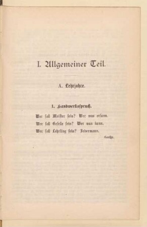 A. Lehrjahre