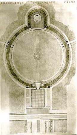 Grund, Peter; Düsseldorf; Schlageter - Forum, Gauleitung mit Kongreßhalle und Ehrenmal - Ehrenmal (Grundriss)