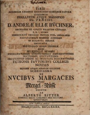 Schediasma de nucibus margaceis, vulgo Mergel-Nüsse