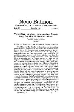 Vorschläge zu einer zeitgemäßen Gestaltung des Geschichtsunterrichts : (Schluß)