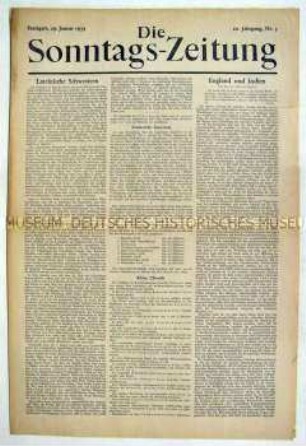 Wirtschaftspolitisches Wochenblatt "Die Sonntags-Zeitung"