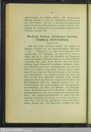 Machern, Püchau, Hohburger Schweiz, Colmberg, Hubertusburg