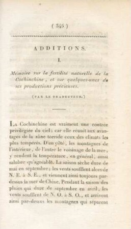I. Mémoire sur la fertilité naturelle de la Cochinchine, ...