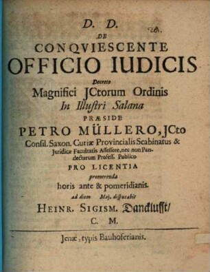 De Conqviescente Officio Iudicis