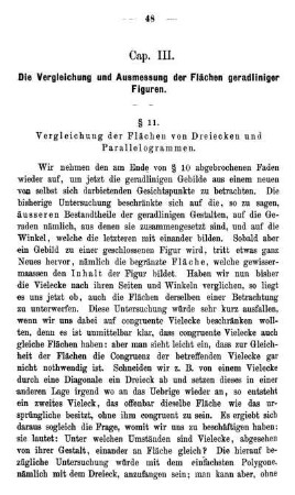 Cap. III. Die Vergleichung und Ausmessung der Flächen geradliniger Figuren.