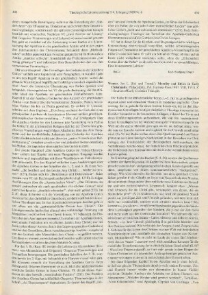 450-451 [Rezension] Morality and ethics in early Christianity
