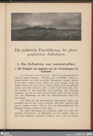 Die praktische Durchführung der photographischen Aufnahmen