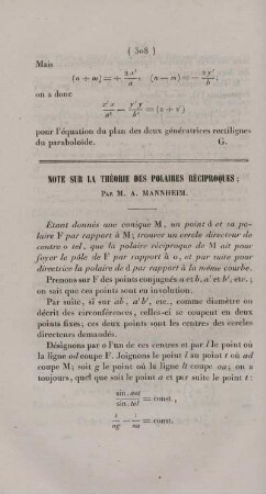 Note sur la théorie des polaires réciproques.