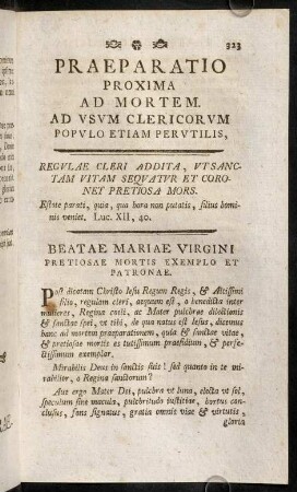 323-431, Praeparatio proxima ad Mortem.
