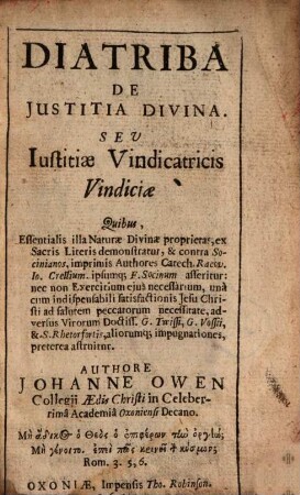 Diatriba de Iustitia divina