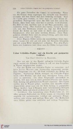 Ueber Celloïdin-Papier und ein hierfür gut geeignetes Goldbad