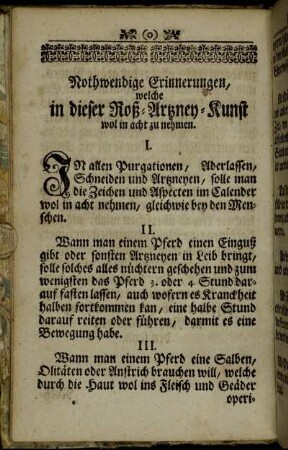 Nothwendige Erinnerungen, welche in dieser Roß-Artzney-Kunst wol in acht zu nehmen.