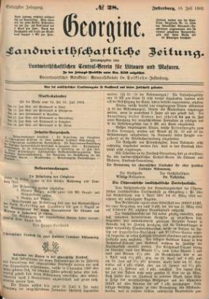 Siebzigster Jahrgang. No. 28. Insterburg, 10. Juli 1902.