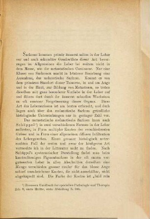 Über Sarkombildungen der Leber : mit Beschreibung eines Falles von primärem Spindelzellensarkom der Leber