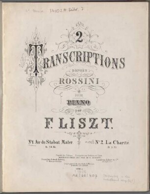 Deux transcriptions d'après Rossini : pour piano, 1. Air du Stabat Mater