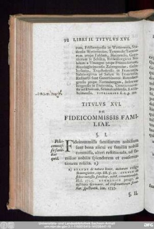 Titulus XVI. De Fideicomiissis Familiae.