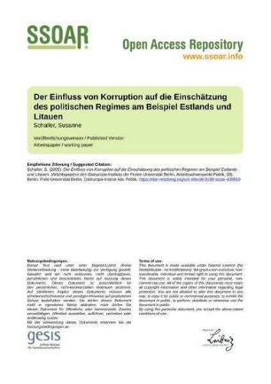 Der Einfluss von Korruption auf die Einschätzung des politischen Regimes am Beispiel Estlands und Litauen
