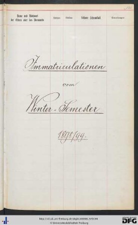 [fol. 171] Wintersemester 1898/99