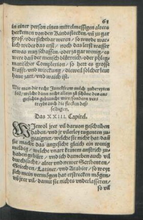 Wie man die recht Junckfraw milch zubereyten soll ... Das XXIII. Capitel.