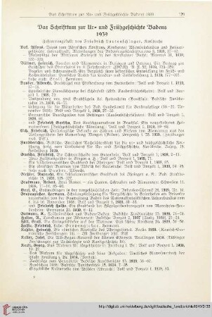 16: Das Schrifttum zur Ur- und Frühgeschichte Badens 1939